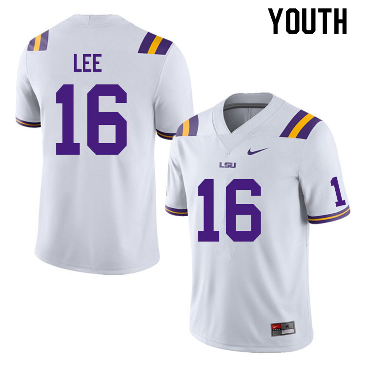 Youth #16 Devonta Lee LSU Tigers College Football Jerseys Sale-White